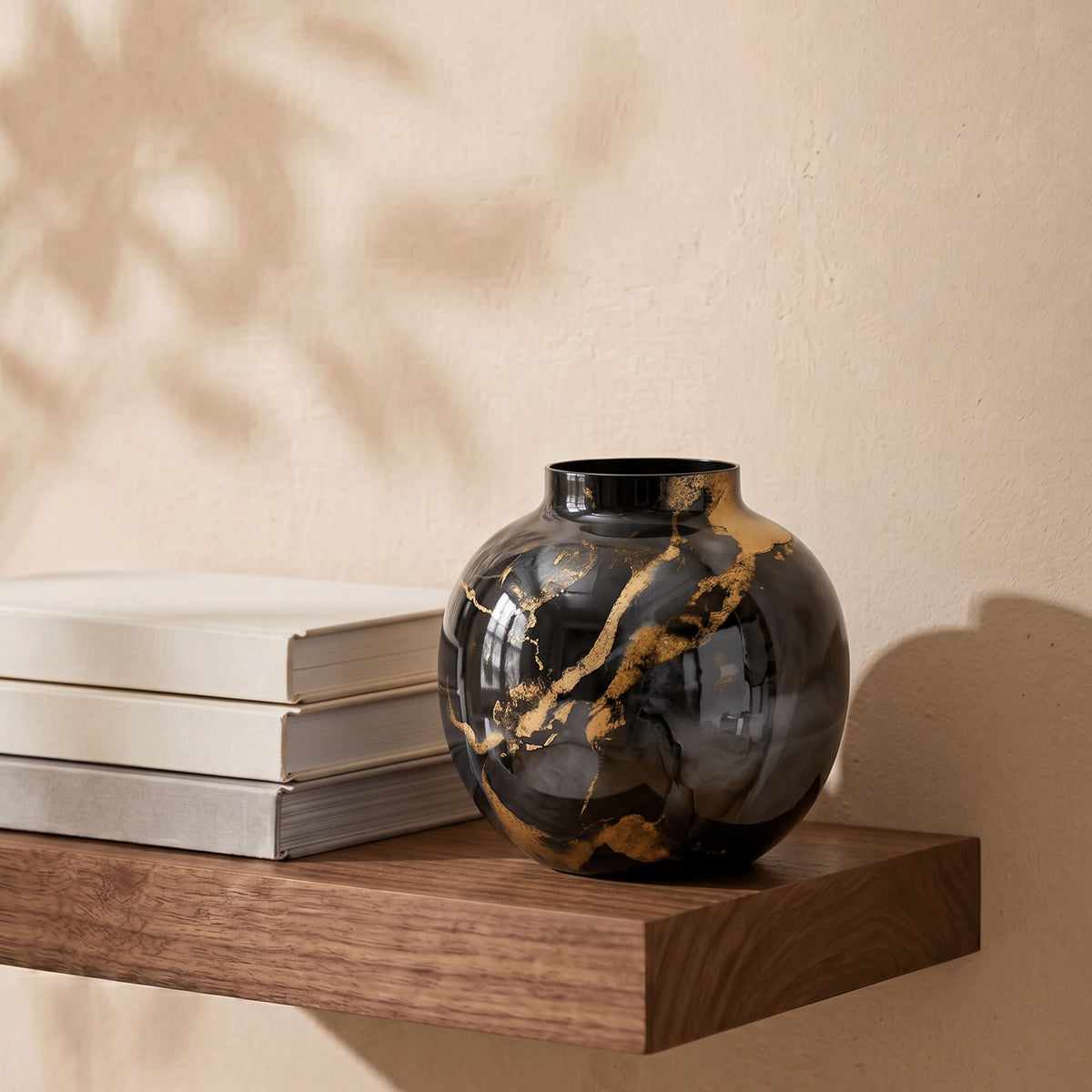 Bella Marble Print Metal Pot in Black, all sizes shown together