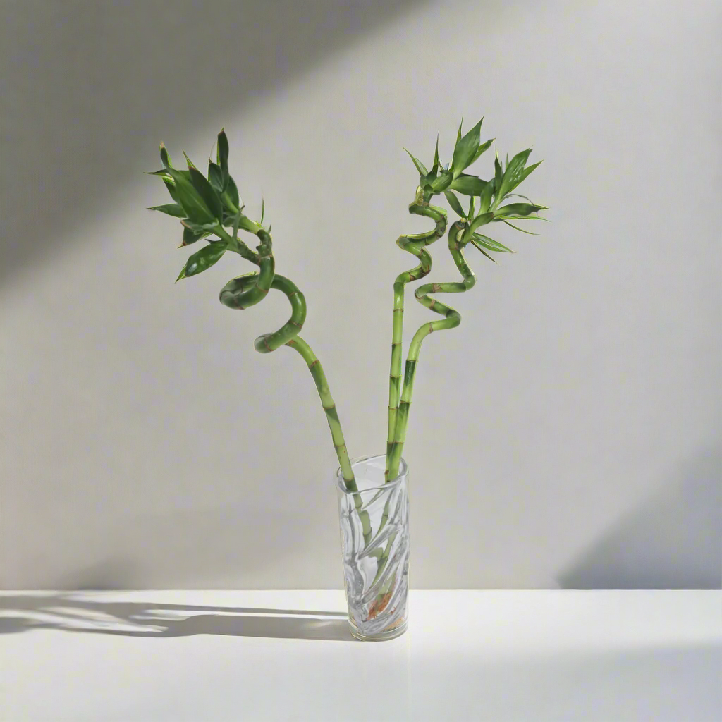 نبات الخيزران المحظوظ (Dracaena Braunii) مع مزهرية زجاجية عمودية