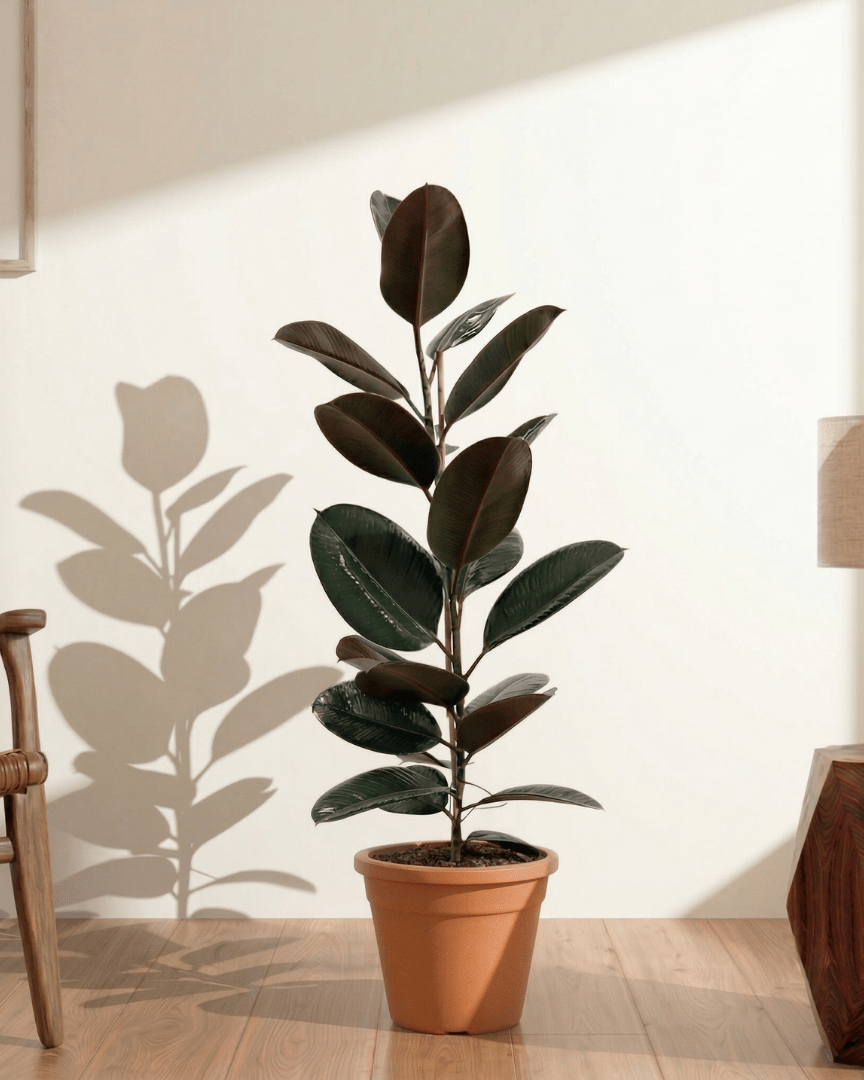 Ficus Elastica Variegata (Rubber Plant) - Bostan