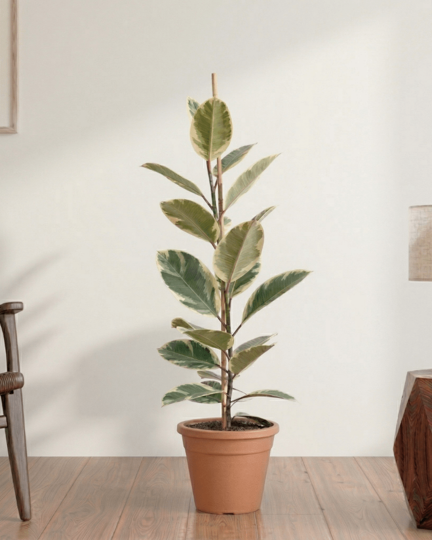 Ficus Elastica Variegata (Rubber Plant) - Bostan