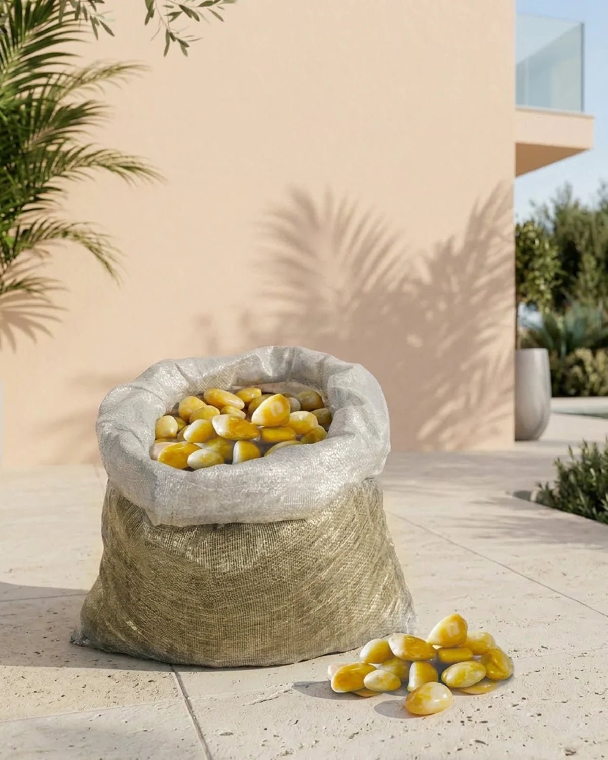 Pebbles Polished Yellow 10kg bag - Bostan