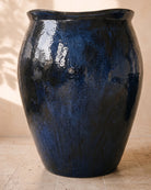 Blue Night Wave-Edge Pot, largest size, close-up of the full pot