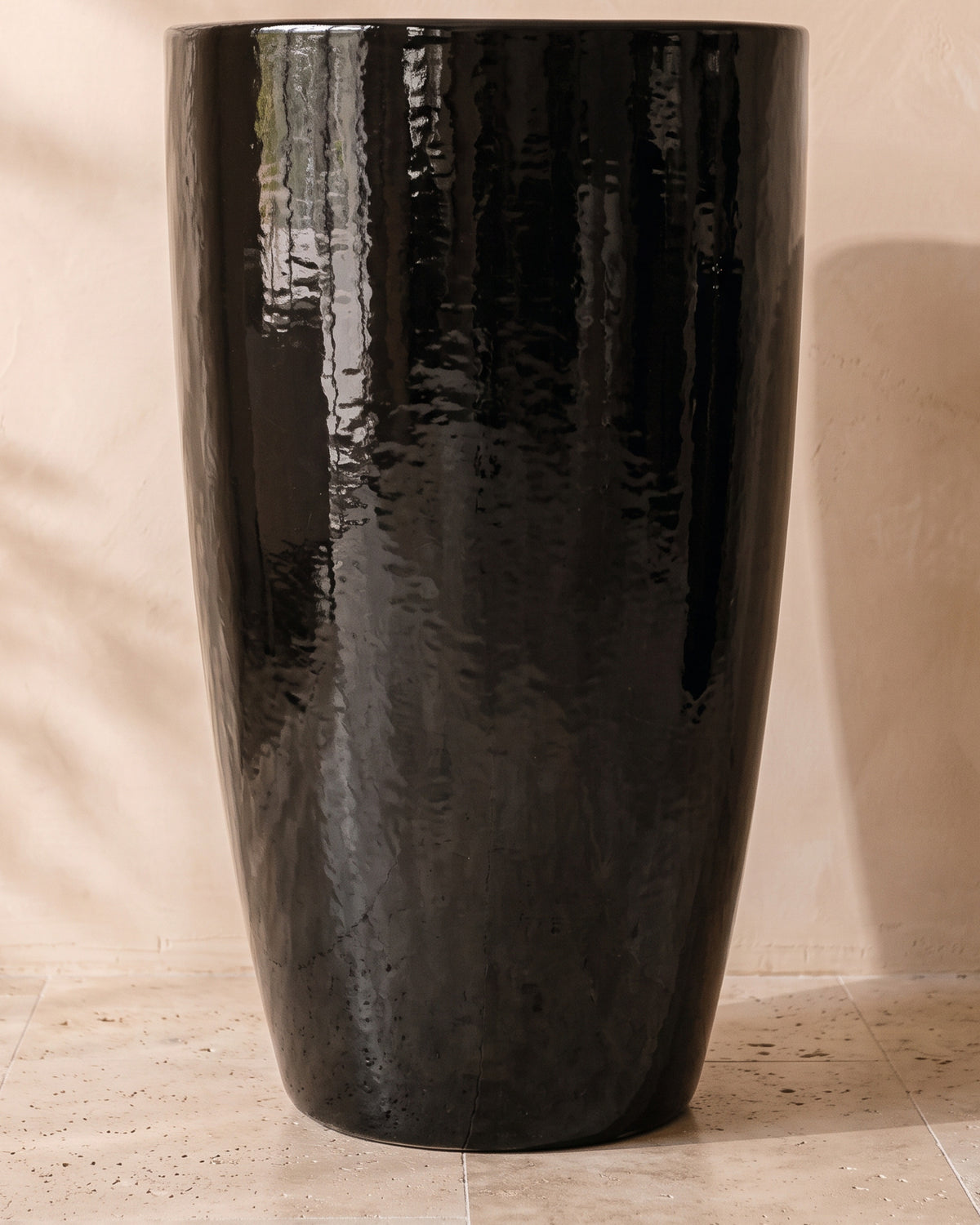 Black Night Tall Glossy Pot, largest size, close-up of the full pot