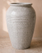 Pearl Lustre Ribbed Jar, close-up of the full jar