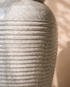 Pearl Lustre Ribbed Jar, close-up of the glaze texture