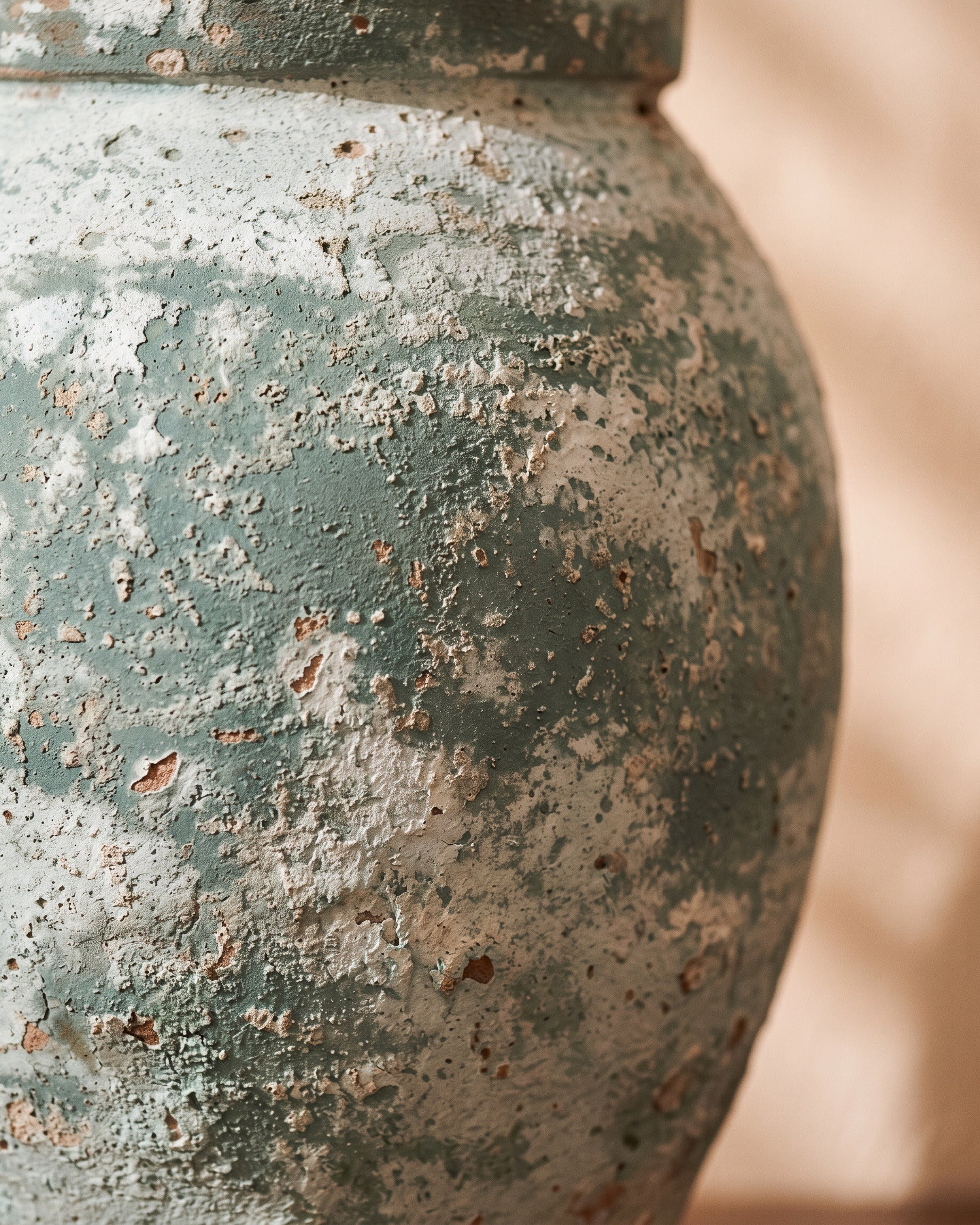 Moss Green Atlantic Vase, close-up of the surface texture