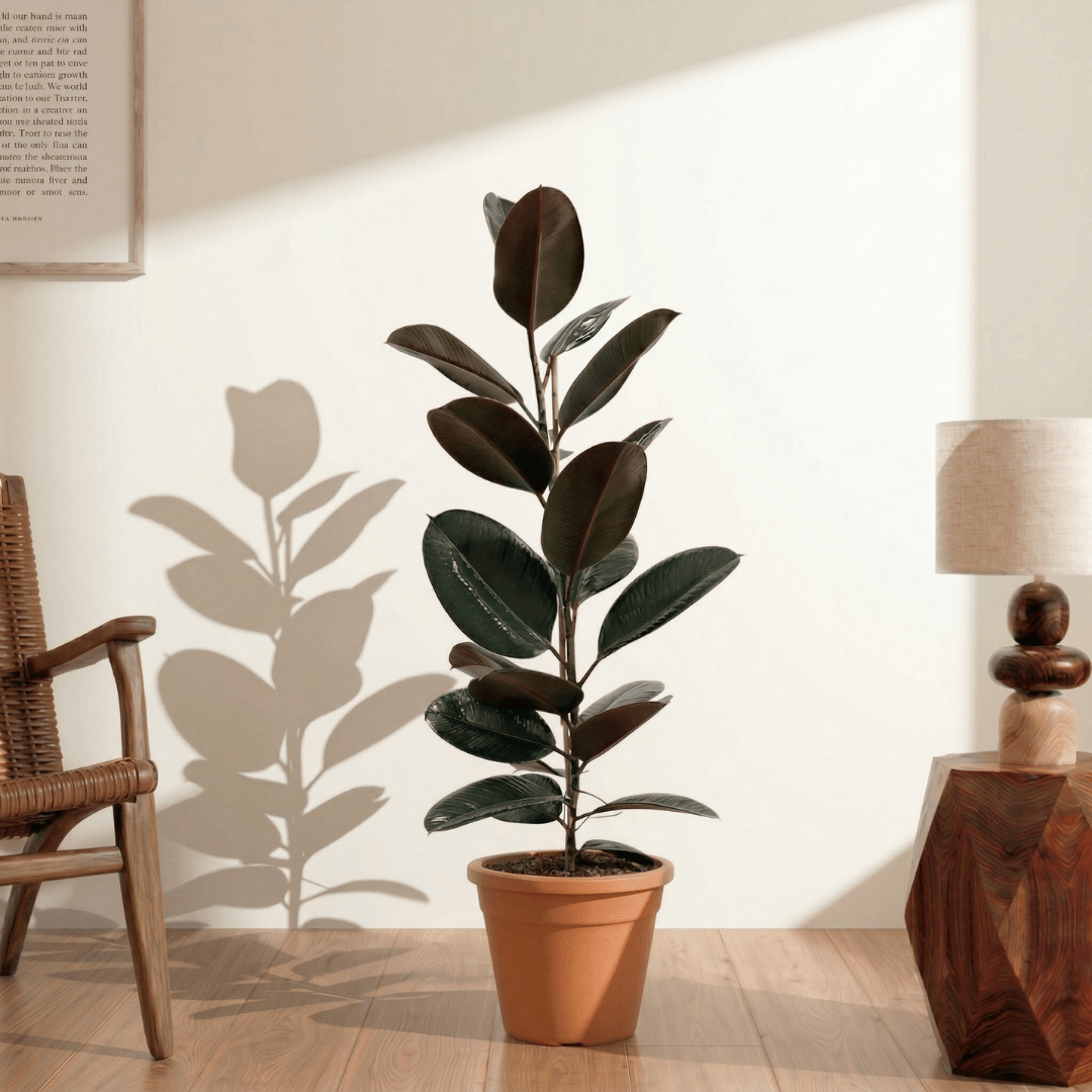 Ficus Elastica Variegata (Rubber Plant) - Bostan