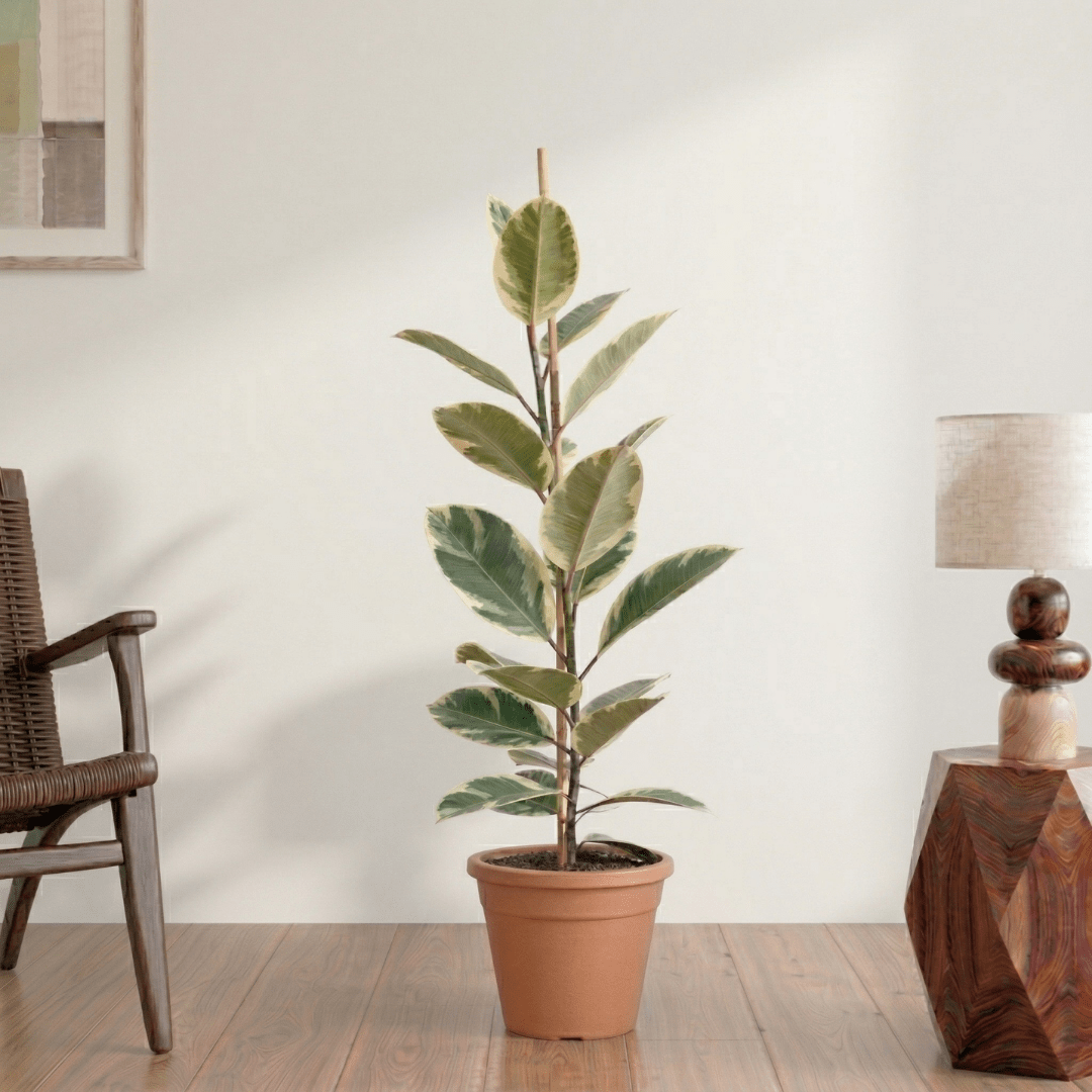 Ficus Elastica Variegata (Rubber Plant) - Bostan