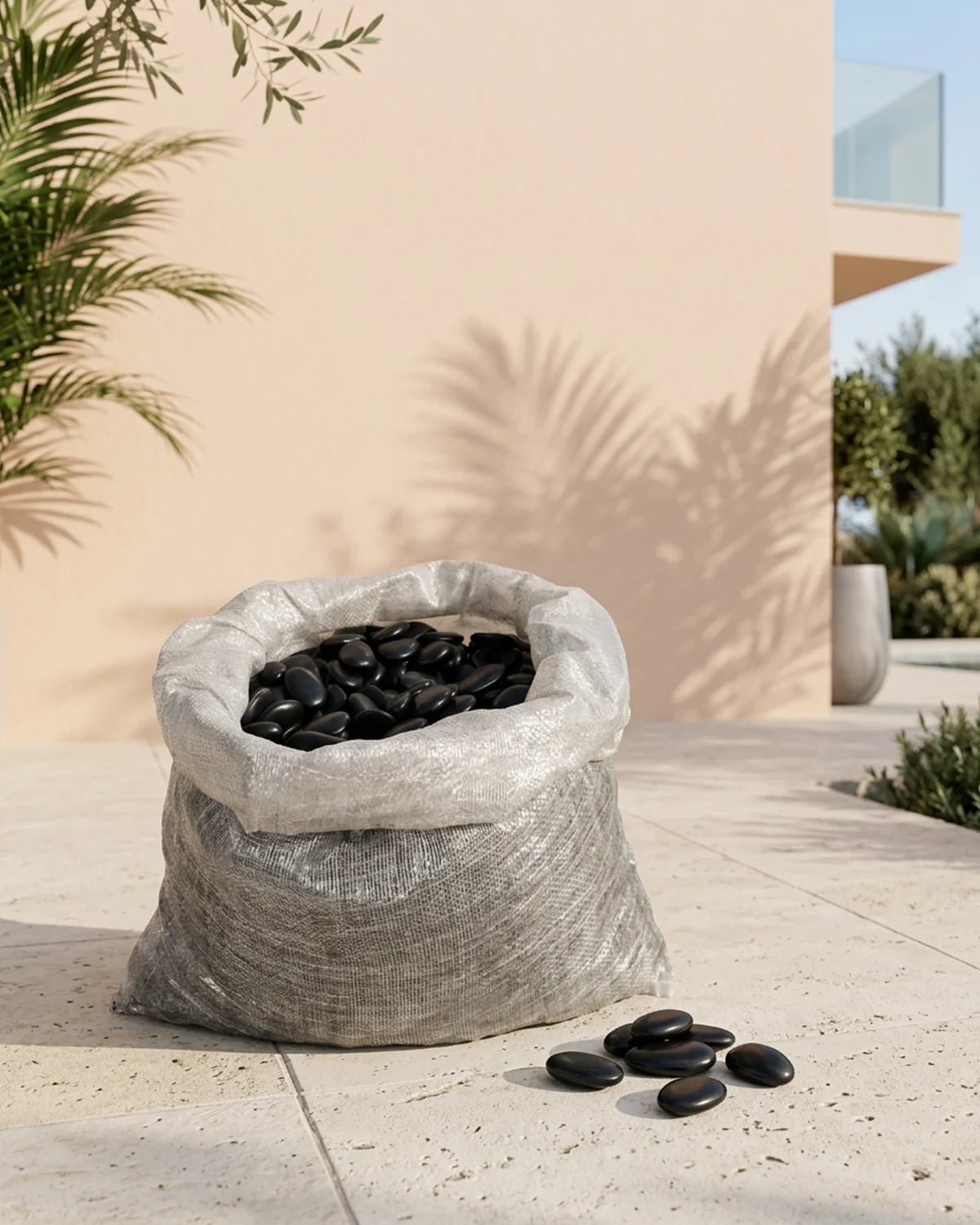 Pebbles Polished Black 10kg bag - Bostan