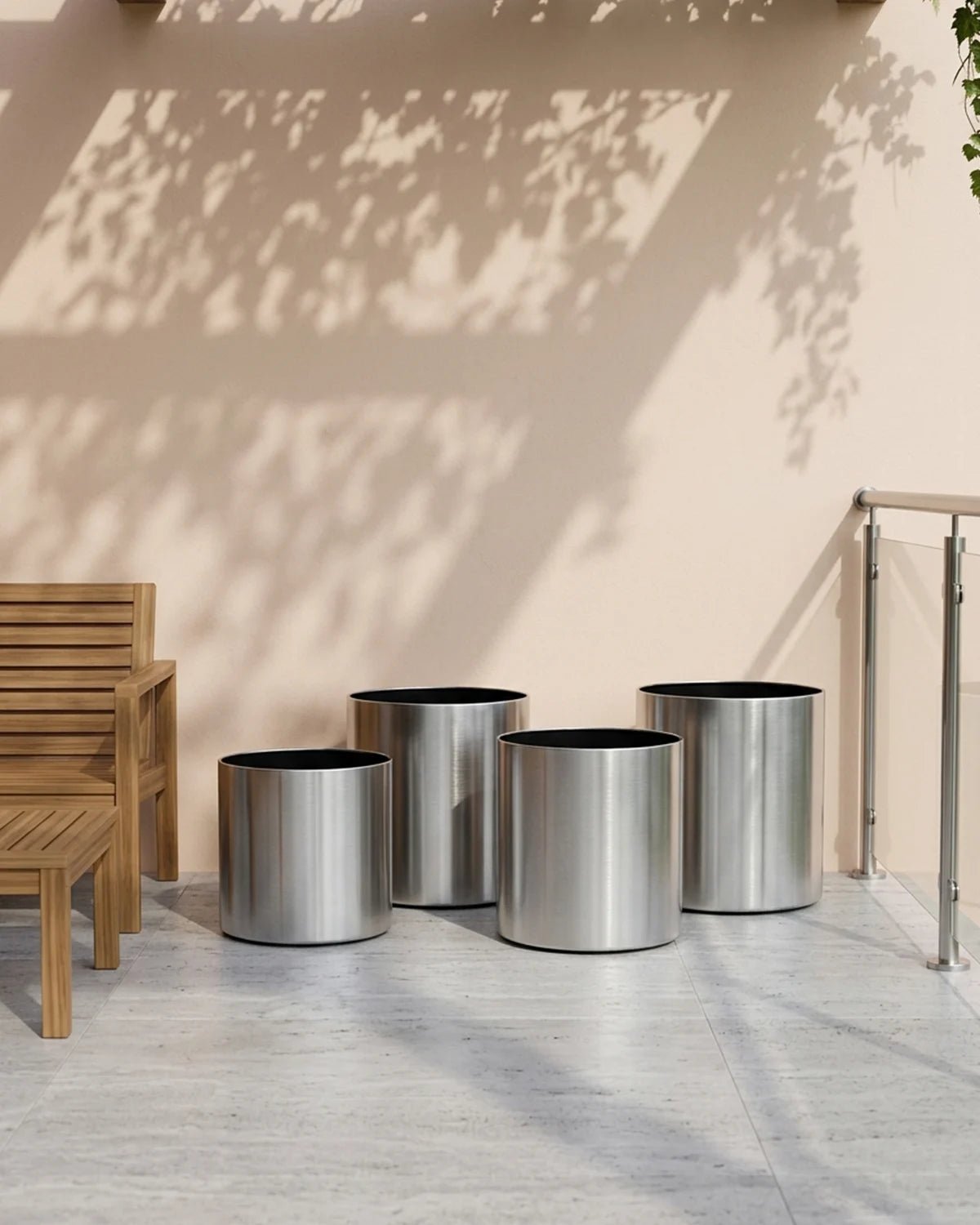 Stainless Steel Planter Pot (With Coaster Base) - Bostan